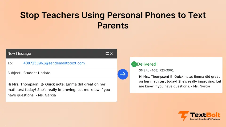 Student Getting Text Message Concern Stop Teachers Using Personal Phones to Text Parents | TextBolt